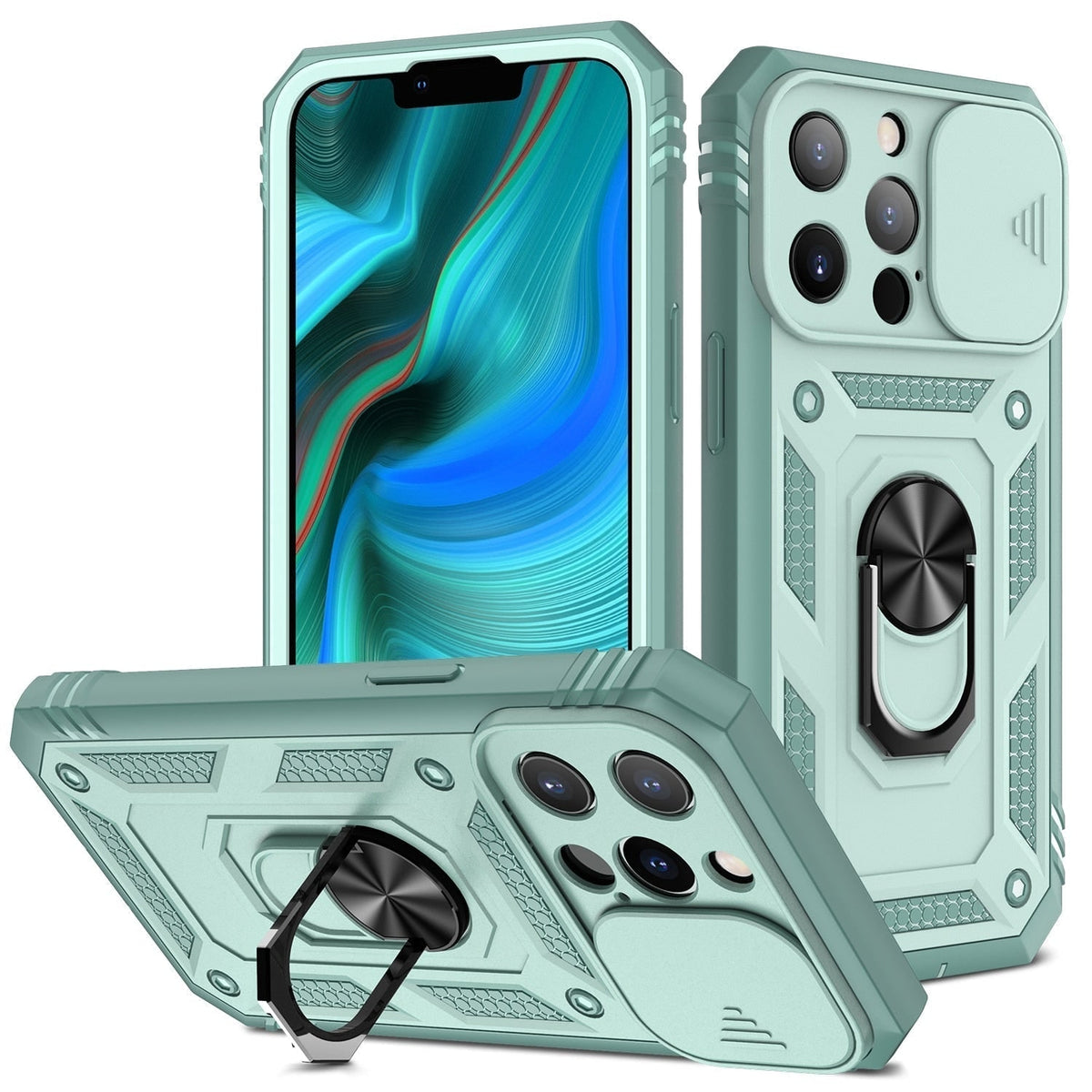 Rugged Phone Case with Shockproof Drop Proof Protection and Rotating Kickstand - Image 3