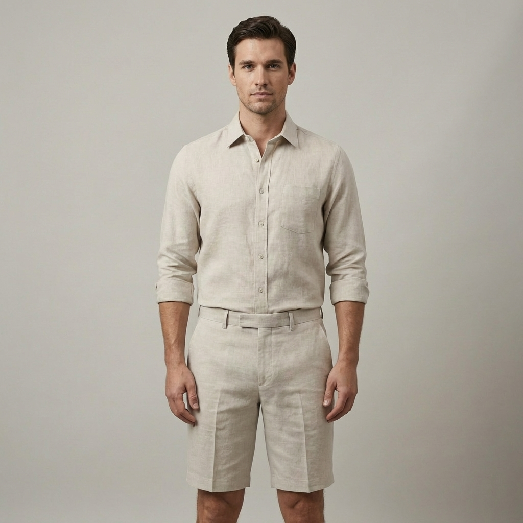 Salvatore | Pantaloncini Estivi Rilassati in Lino da Uomo