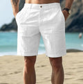 Salvatore | Pantaloncini Estivi Rilassati in Lino da Uomo Bianco