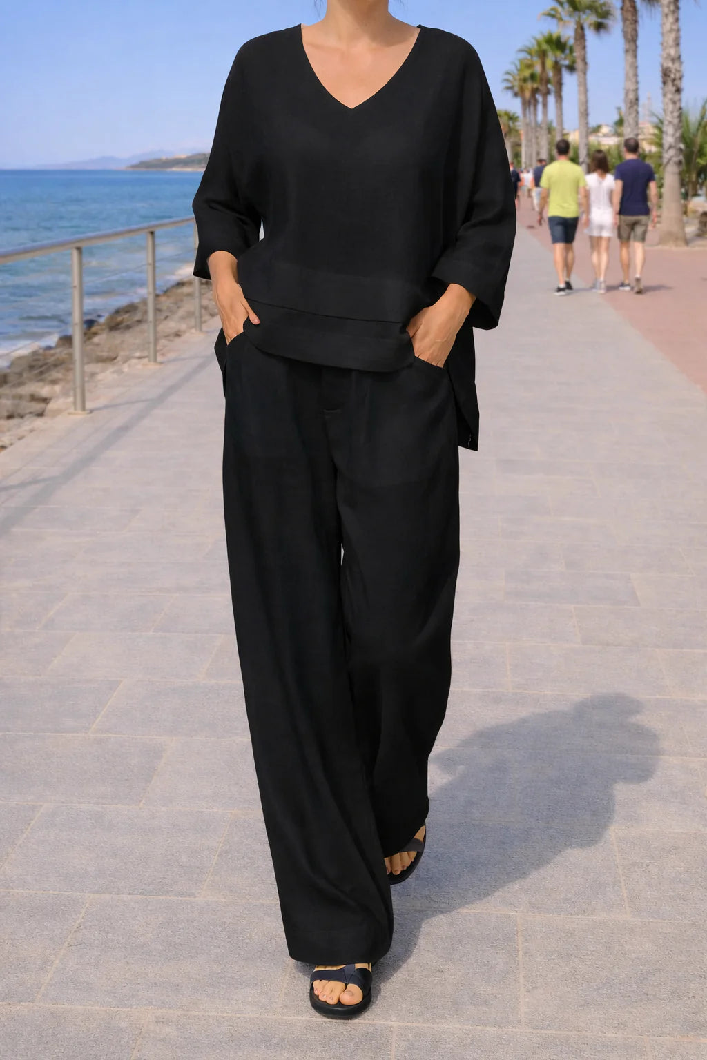 Sara | Completo Donna Coordinato Pantalone Top Nero
