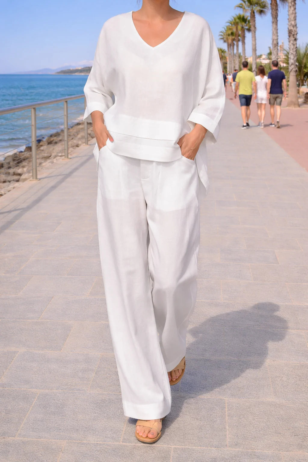 Sara | Completo Donna Coordinato Pantalone Top Bianco