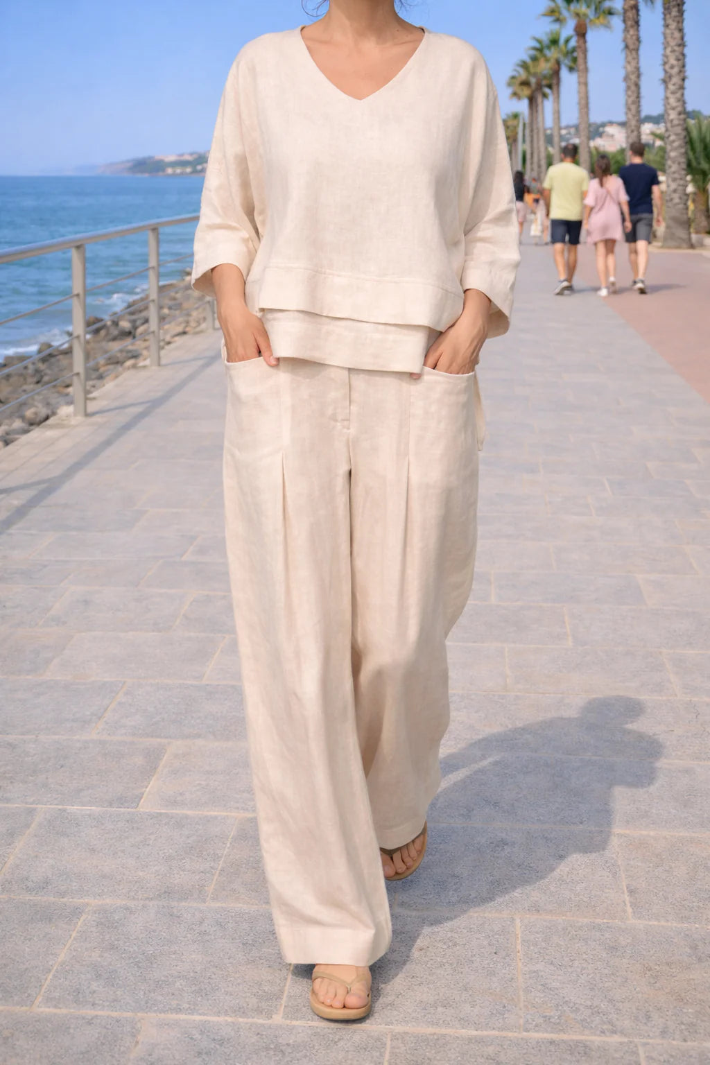 Sara | Completo Donna Coordinato Pantalone Top Beige