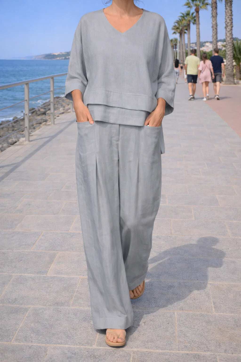 Sara | Completo Donna Coordinato Pantalone Top Grigio