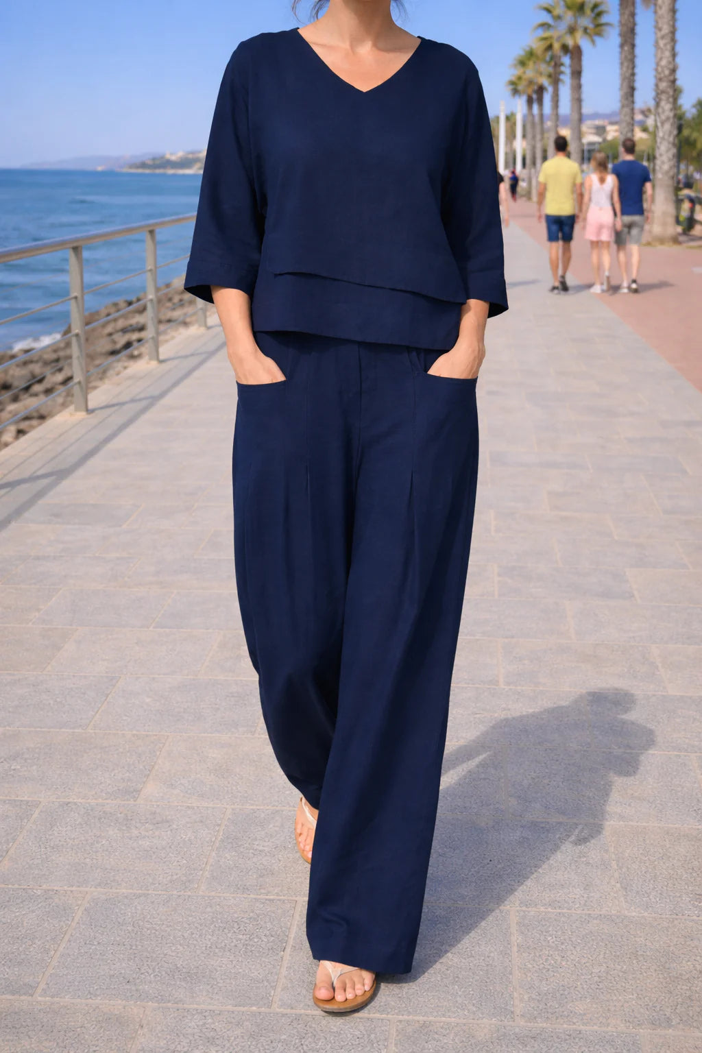 Sara | Completo Donna Coordinato Pantalone Top Blu Scuro