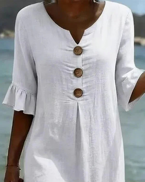 Sara | Vestito Midi Maniche Sbuffo Bottoni