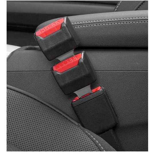 Seat Belt Extender with Metal Buckle Set of 2 Black Rigid Plastic Housing - Image 2