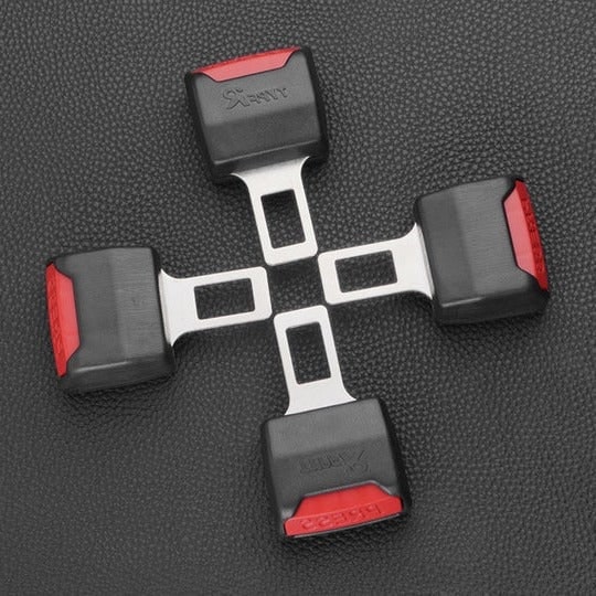 Seat Belt Extender with Metal Buckle Set of 2 Black Rigid Plastic Housing - Image 3