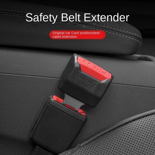 Seat Belt Extender with Metal Buckle Set of 2 Black Rigid Plastic Housing - Image 4