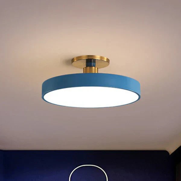 Semi Flush Mount LED Ceiling Light with Round Drum Shade Modern Minimalist - Image 2