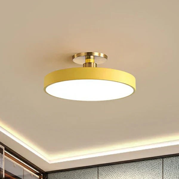Semi Flush Mount LED Ceiling Light with Round Drum Shade Modern Minimalist - Image 3