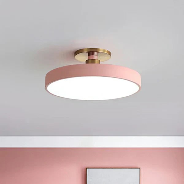 Semi Flush Mount LED Ceiling Light with Round Drum Shade Modern Minimalist - Image 4