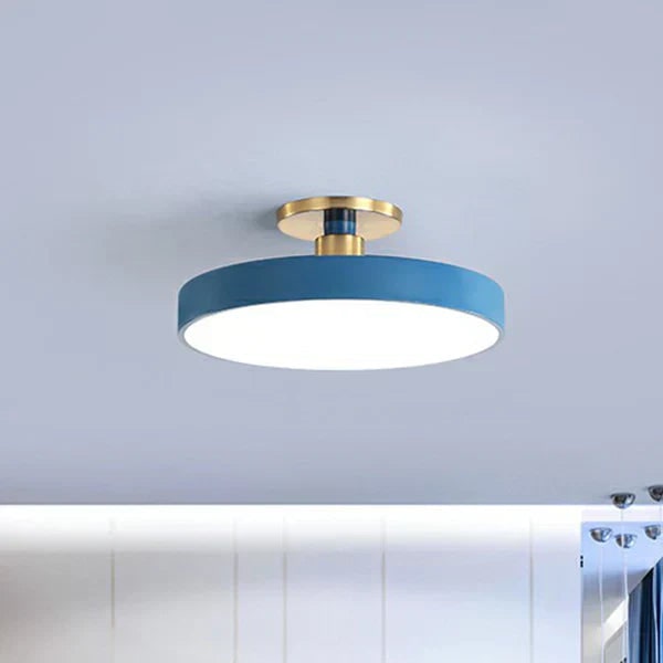 Semi Flush Mount LED Ceiling Light with Round Drum Shade Modern Minimalist - Image 7