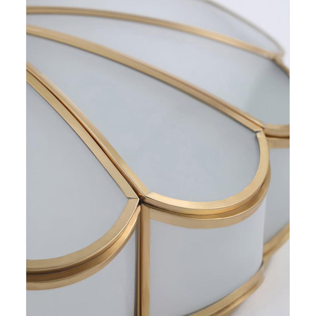 Semi Flush Mount Lighting with Scalloped Glass Dome and Brass Frame Ceiling - Image 40