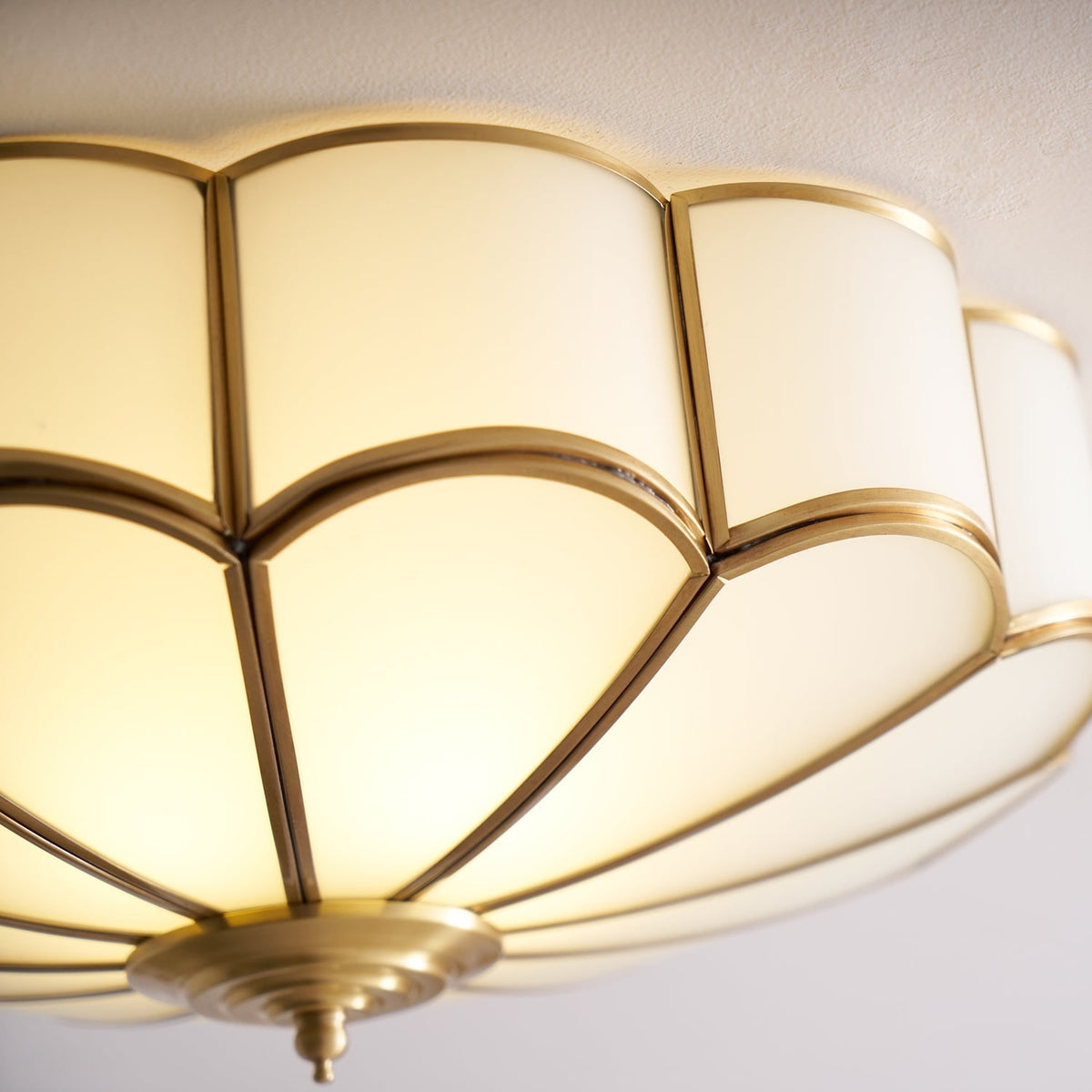 Semi Flush Mount Lighting with Scalloped Glass Dome and Brass Frame Ceiling - Image 49