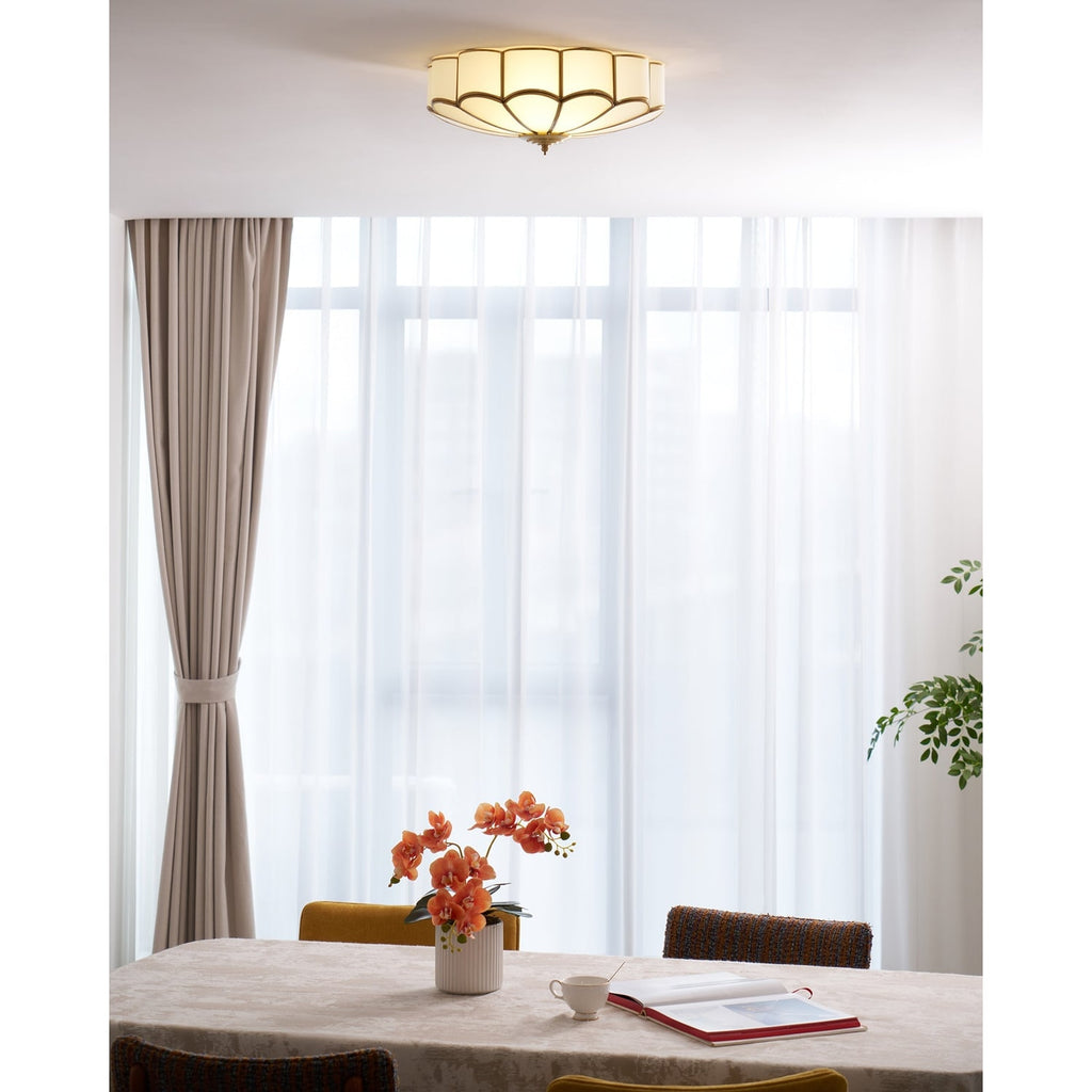 Semi Flush Mount Lighting with Scalloped Glass Dome and Brass Frame Ceiling - Image 54