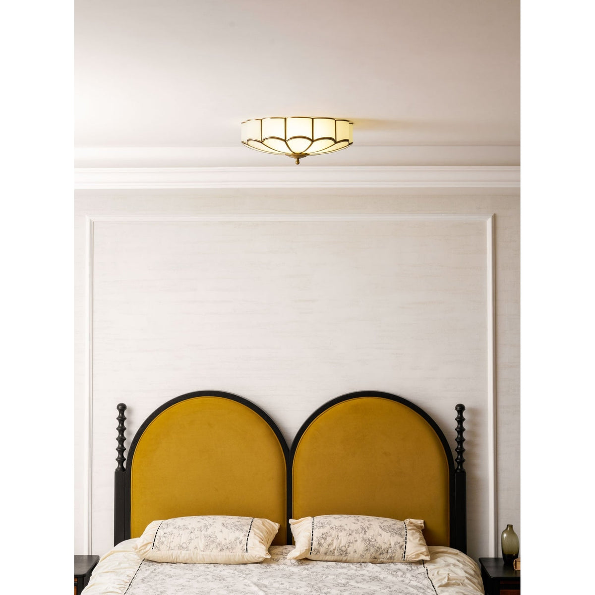 Semi Flush Mount Lighting with Scalloped Glass Dome and Brass Frame Ceiling - Image 63