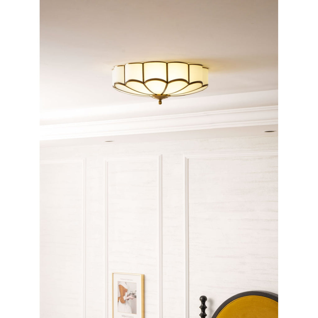 Semi Flush Mount Lighting with Scalloped Glass Dome and Brass Frame Ceiling - Image 64