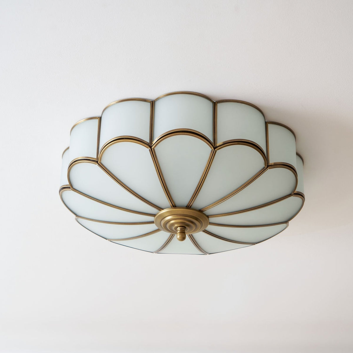 Semi Flush Mount Lighting with Scalloped Glass Dome and Brass Frame Ceiling - Image 67
