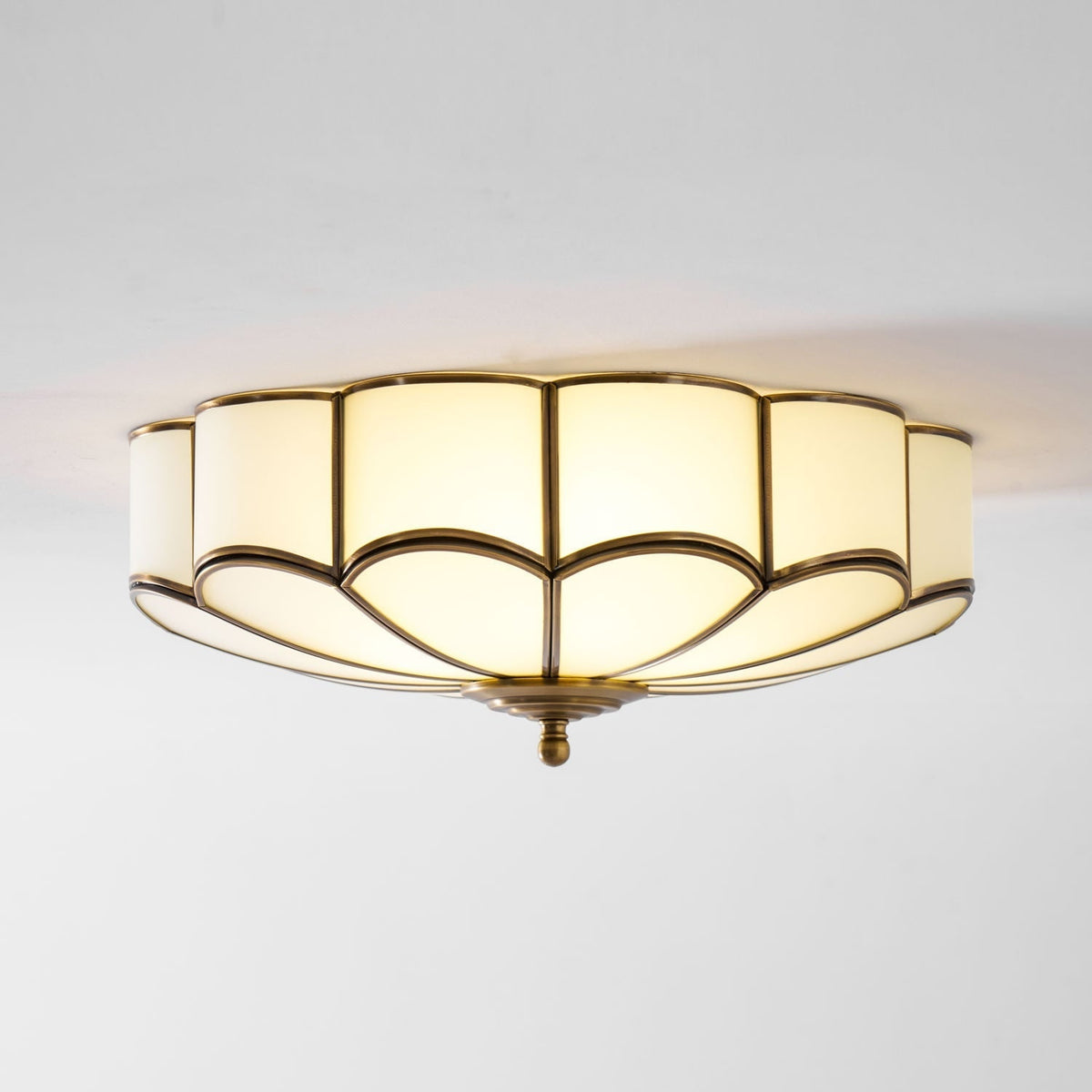 Semi Flush Mount Lighting with Scalloped Glass Dome and Brass Frame Ceiling - Image 69