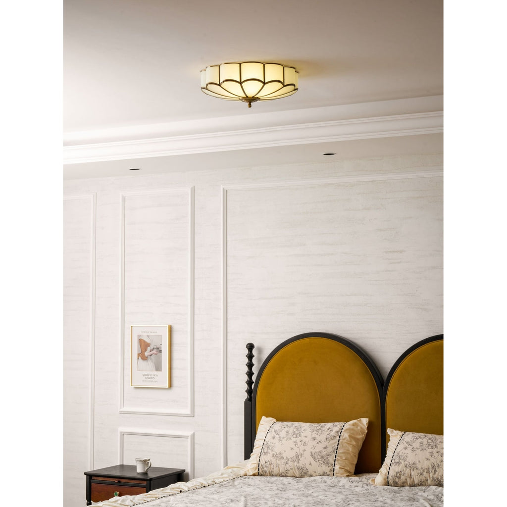 Semi Flush Mount Lighting with Scalloped Glass Dome and Brass Frame Ceiling - Image 73