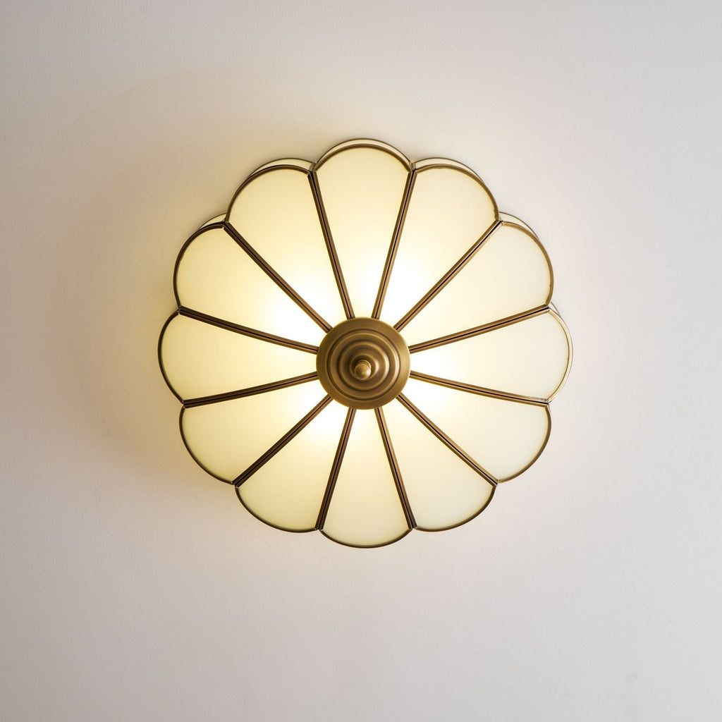 Semi Flush Mount Lighting with Scalloped Glass Dome and Brass Frame Ceiling - Image 74