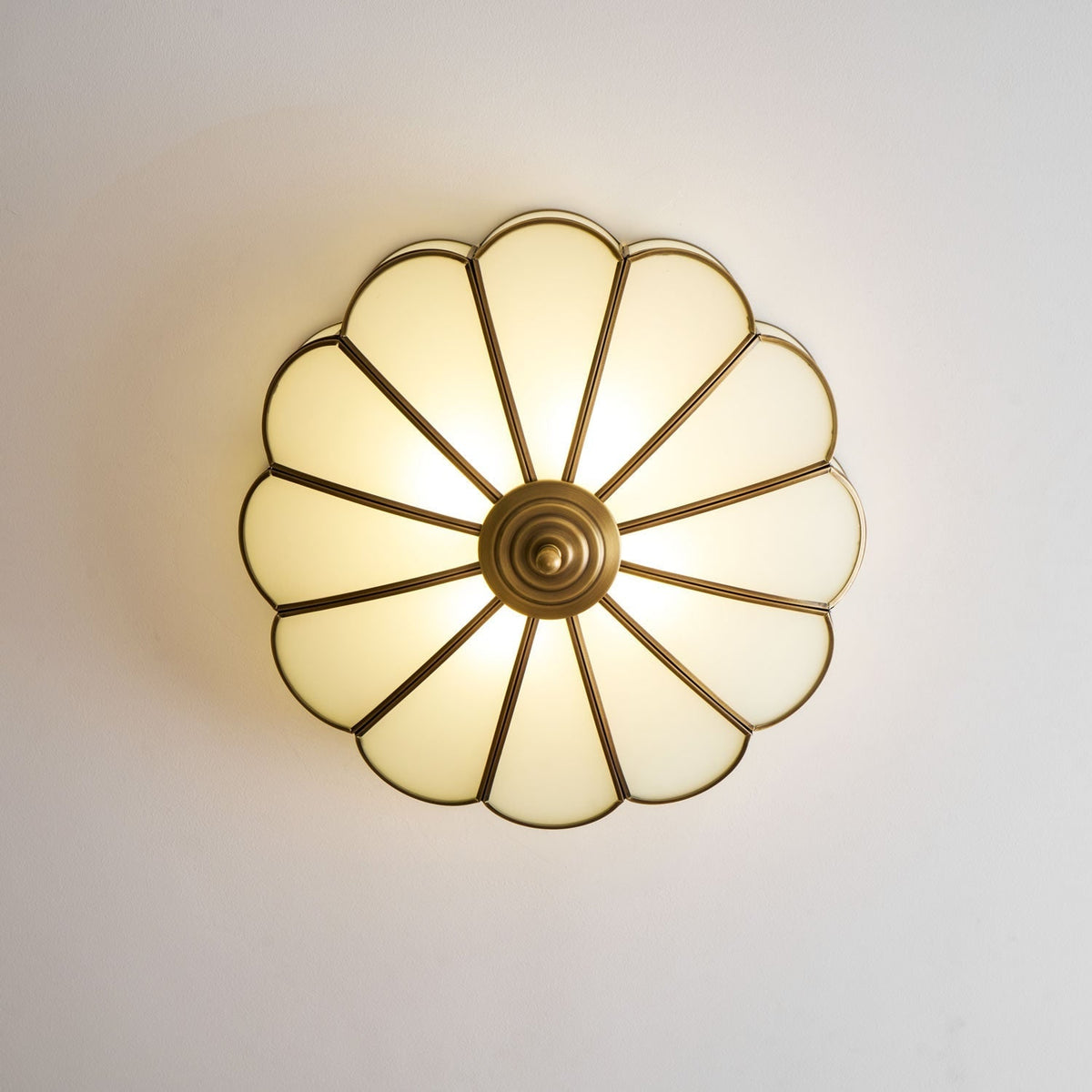 Semi Flush Mount Lighting with Scalloped Glass Dome and Brass Frame Ceiling - Image 74