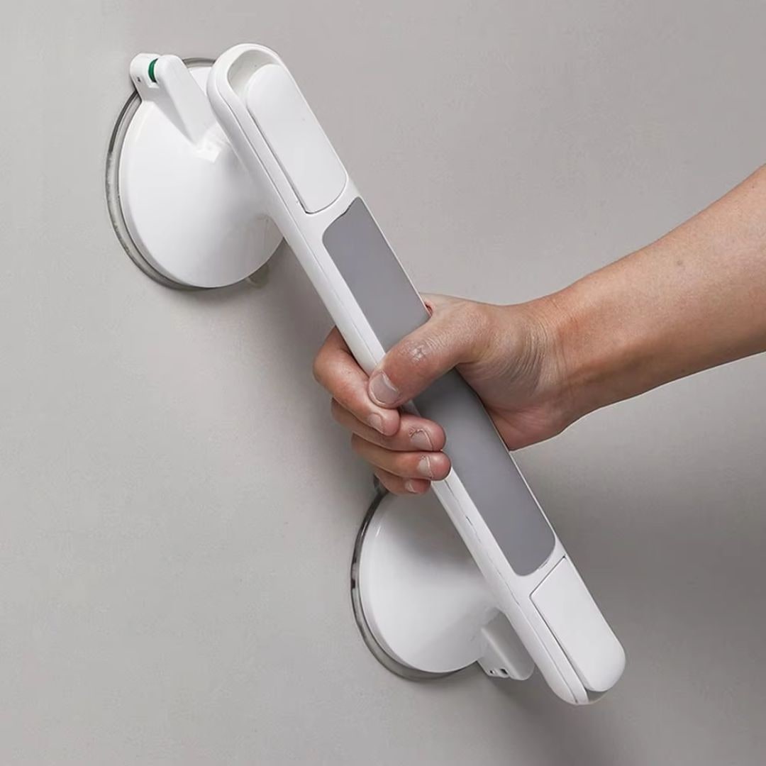 Shower Grab Bar with Suction Cups and Safety Indicator for Bathroom Bathtub - Image 1