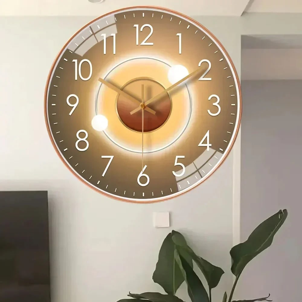 Silent Wall Clock with Minimalist Analog Face and Glossy Glass Cover - Image 1