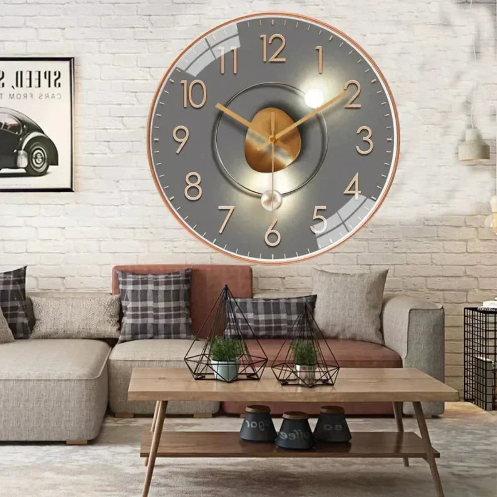 Silent Wall Clock with Minimalist Analog Face and Glossy Glass Cover - Image 5