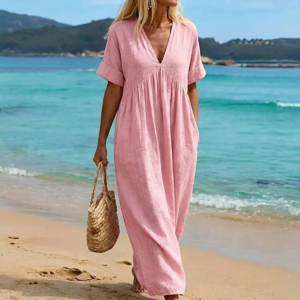 Silvia | Vestito Lungo Maxi Scollo V