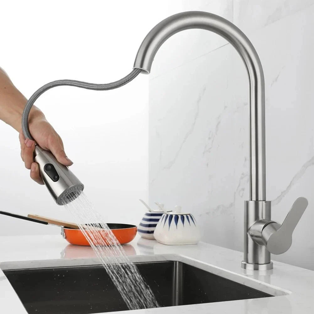 Single-Handle Pull-Down Kitchen Faucet with 360° Swivel Spout and Spray Head - Image 3