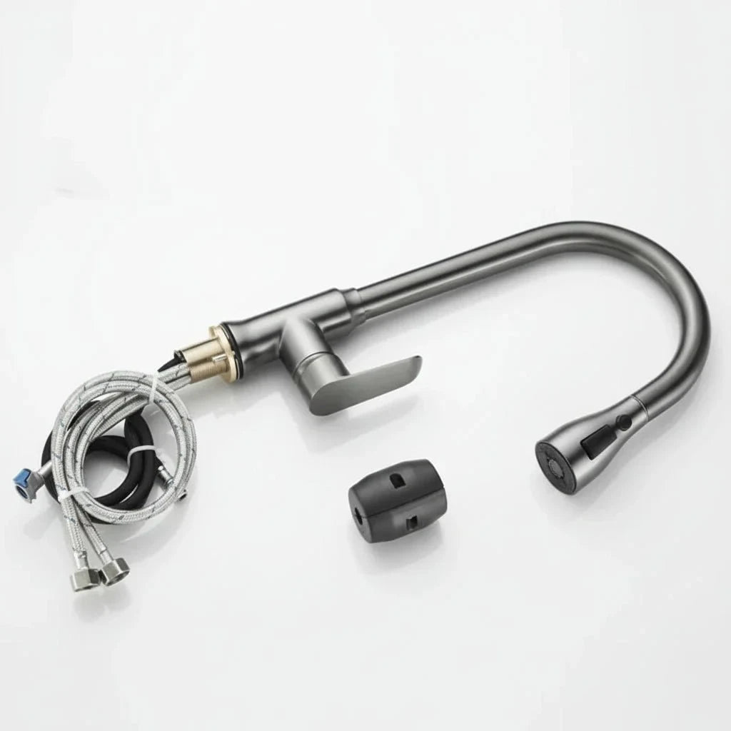 Single-Handle Pull-Down Kitchen Faucet with 360° Swivel Spout and Spray Head - Image 5