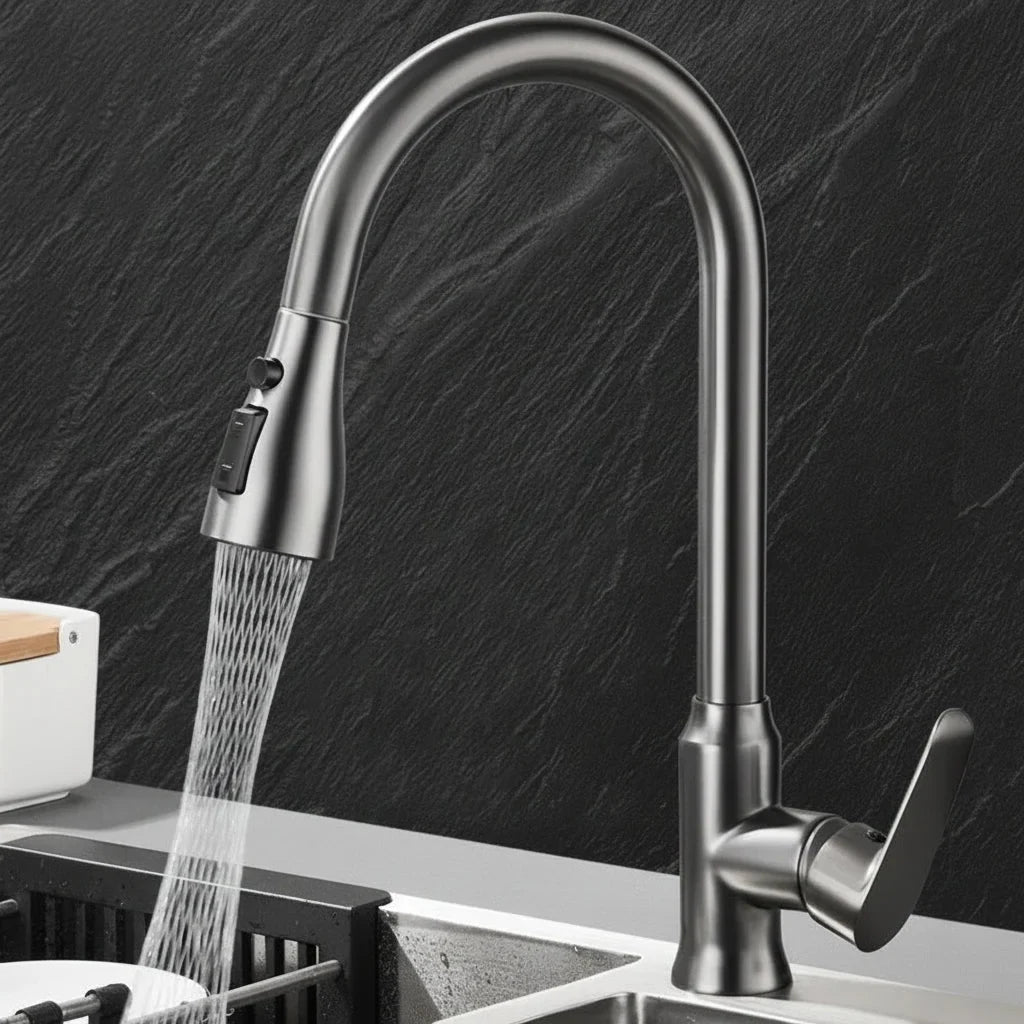 Single-Handle Pull-Down Kitchen Faucet with 360° Swivel Spout and Spray Head - Image 6