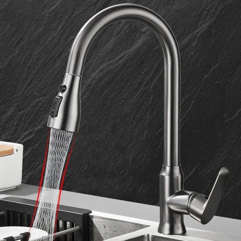 Single-Handle Pull-Down Kitchen Faucet with 360° Swivel Spout and Spray Head - Image 7