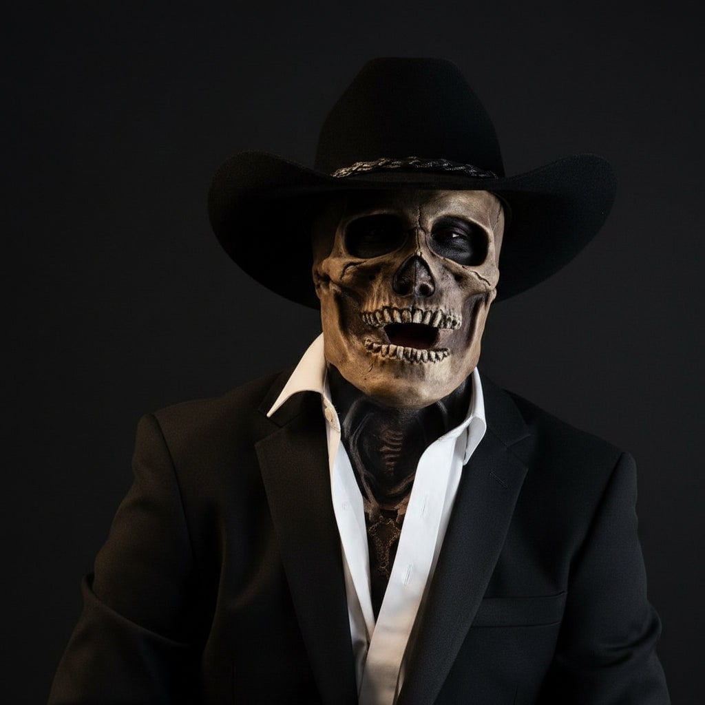 Skull Mask for Halloween with Exposed Brain and Skeleton Chest Plate Latex - Image 3