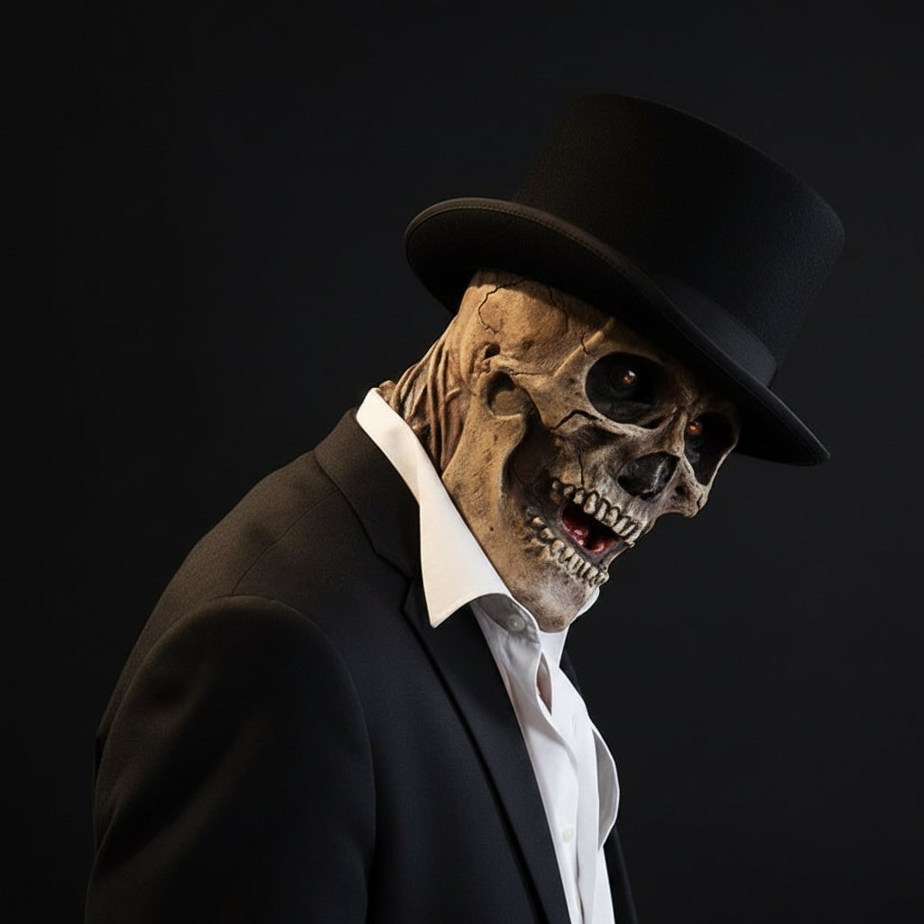 Skull Mask for Halloween with Exposed Brain and Skeleton Chest Plate Latex - Image 5