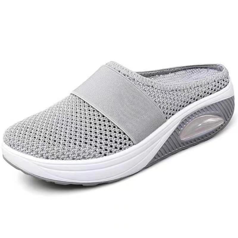 Slip-On Sneakers with Air Cushion Mesh Upper and Backless Mule Design - Image 6