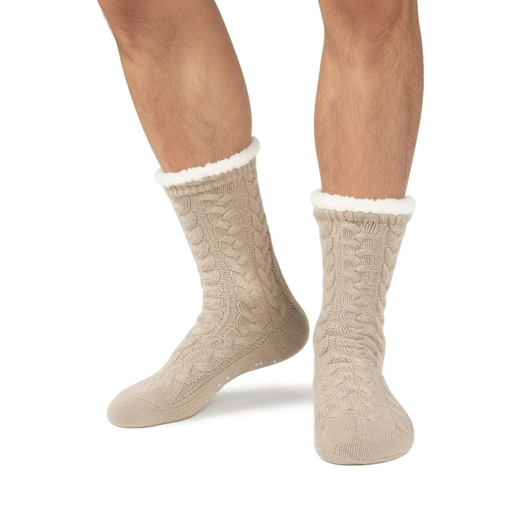 Slipper Socks with Grippers and Grips Hospital Non Slip Sherpa Lined Cable Knit - Image 1
