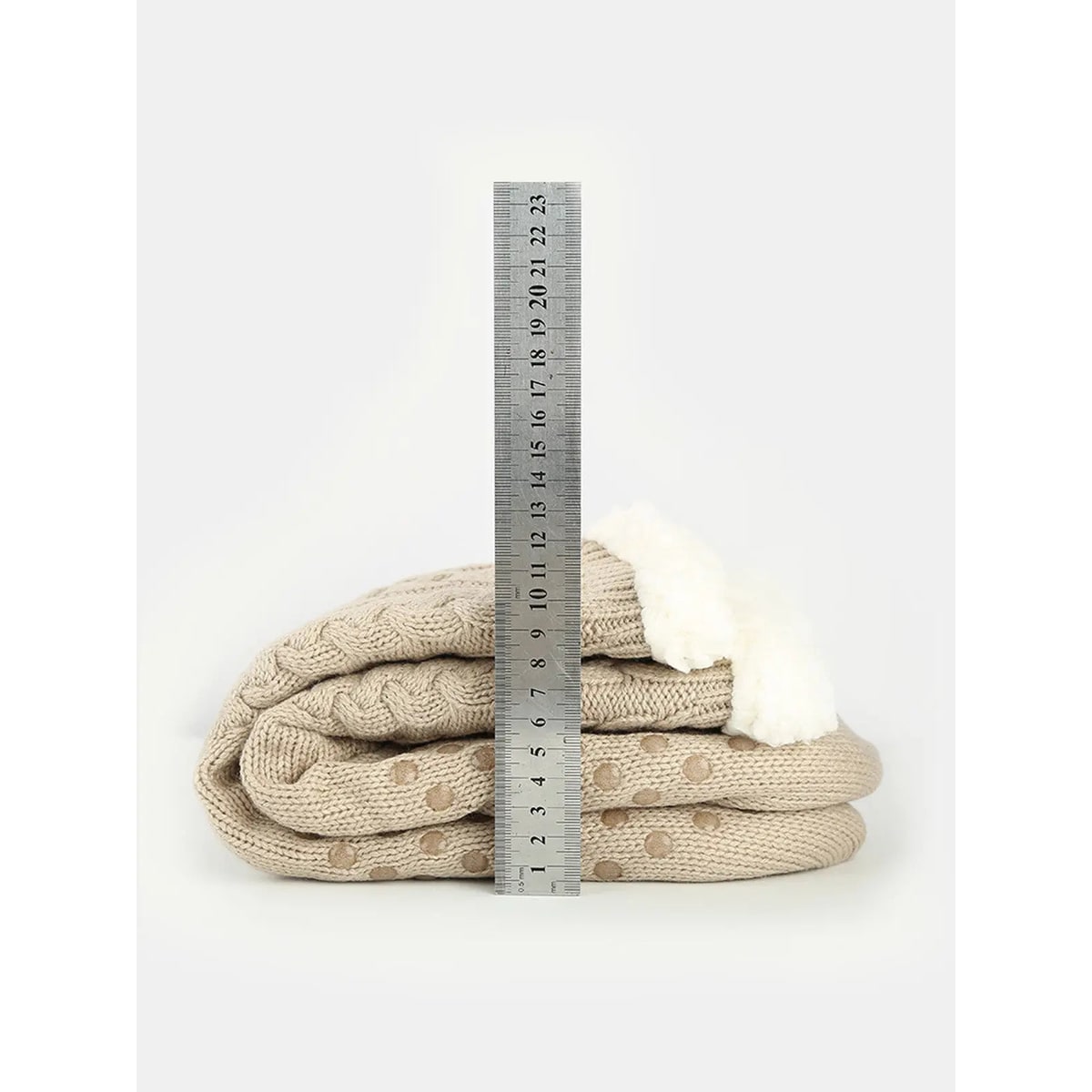 Slipper Socks with Grippers and Grips Hospital Non Slip Sherpa Lined Cable Knit - Image 3