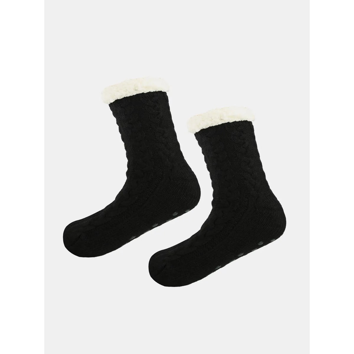 Slipper Socks with Grippers and Grips Hospital Non Slip Sherpa Lined Cable Knit - Image 4