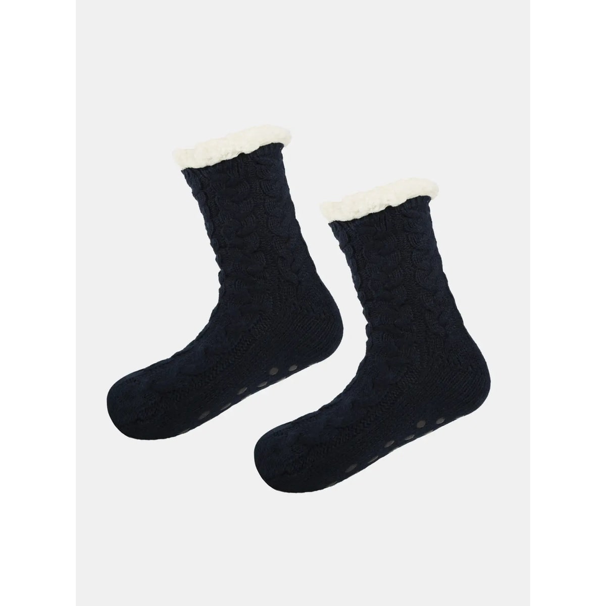 Slipper Socks with Grippers and Grips Hospital Non Slip Sherpa Lined Cable Knit - Image 6