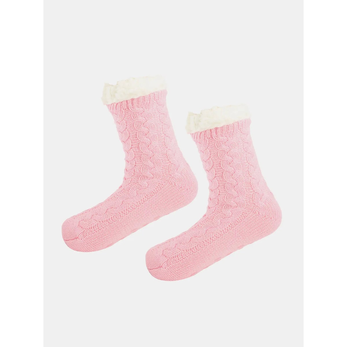 Slipper Socks with Grippers and Grips Hospital Non Slip Sherpa Lined Cable Knit - Image 8