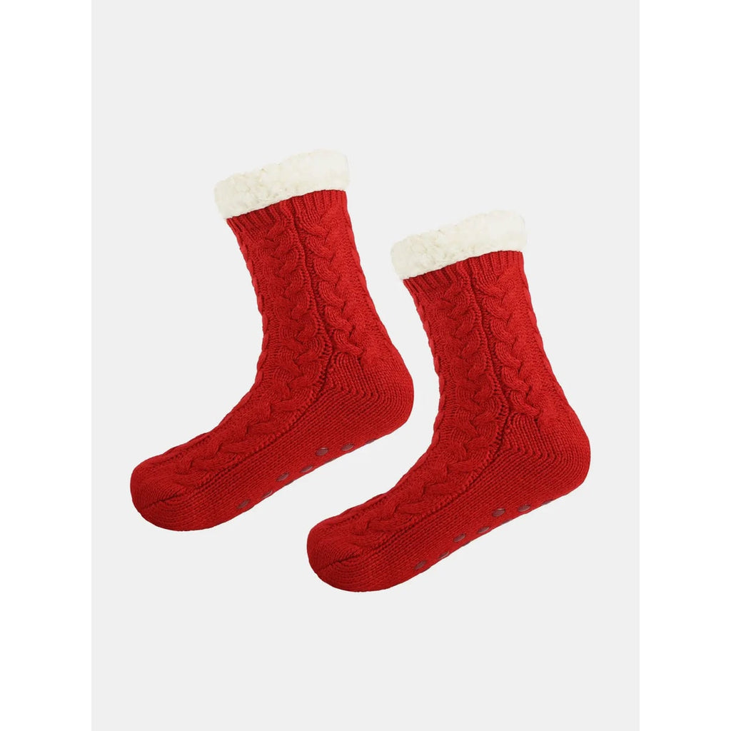 Slipper Socks with Grippers and Grips Hospital Non Slip Sherpa Lined Cable Knit - Image 9