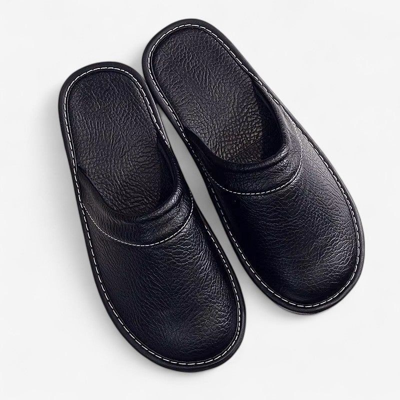 Slippers with Arch Support Comfy Faux Leather Indoor House Closed Toe Slip-On - Image 2
