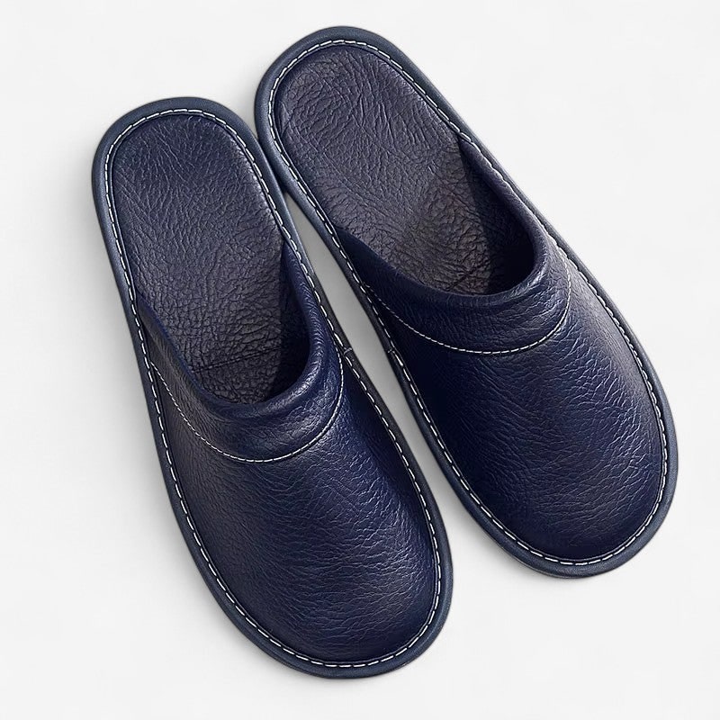 Slippers with Arch Support Comfy Faux Leather Indoor House Closed Toe Slip-On - Image 3