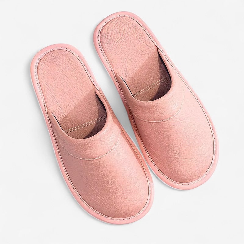 Slippers with Arch Support Comfy Faux Leather Indoor House Closed Toe Slip-On - Image 4