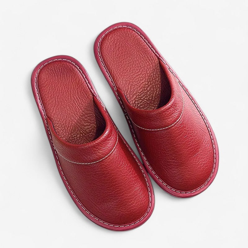 Slippers with Arch Support Comfy Faux Leather Indoor House Closed Toe Slip-On - Image 5