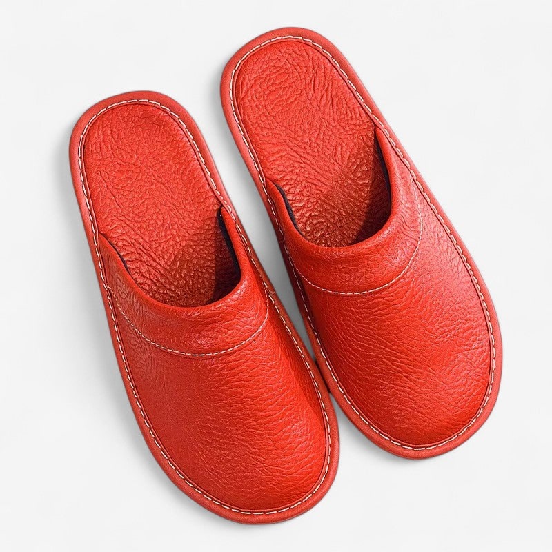 Slippers with Arch Support Comfy Faux Leather Indoor House Closed Toe Slip-On - Image 6