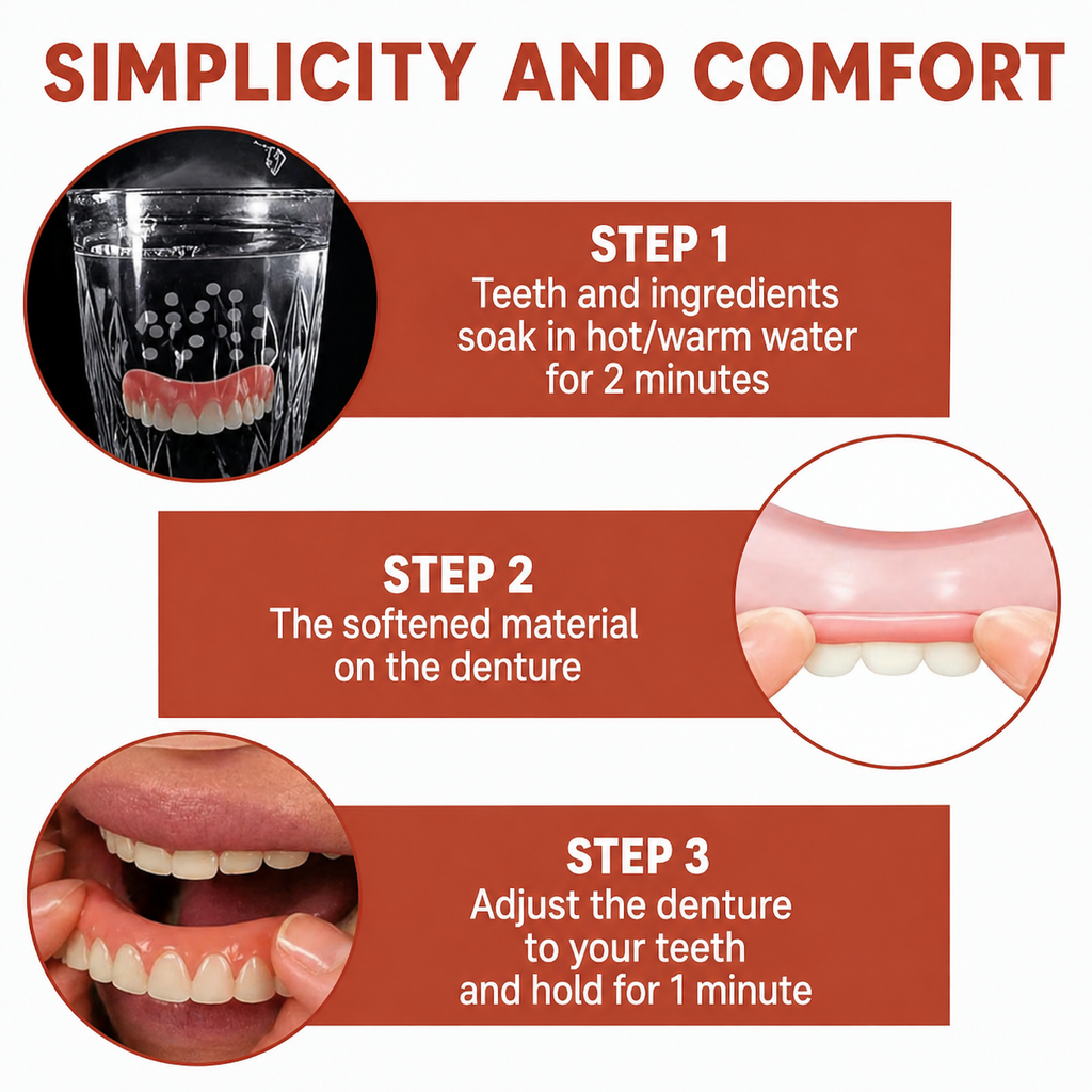 Snap on Veneers Temporary Moldable Fake Teeth Upper and Lower Set with Simulated Gums - Image 4