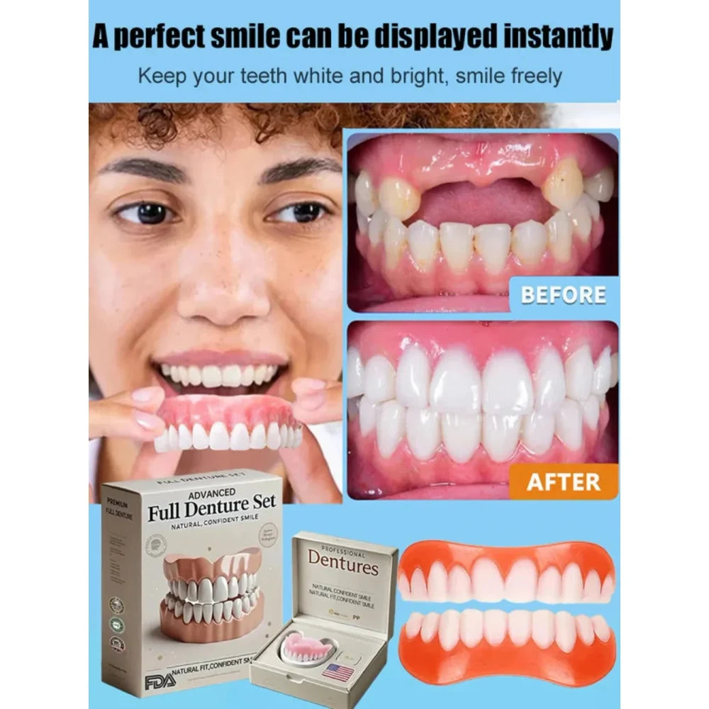 Snap on Veneers Upper and Lower Teeth with Moldable Cosmetic Resin and Adjustable Fit - Image 3